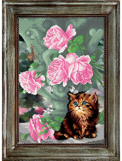 Котенок и розы, К3226