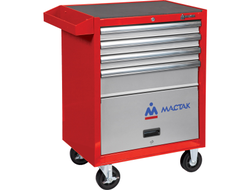 Тележка инструментальная, 4 выдвижных ящика и отсек, "ПРИМА", красная МАСТАК 522-04581R