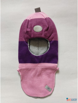 Шапка-шлем "полоска"  19101-02, цвет розовый, темно-сиреневый, темно-розовый р. 48-50