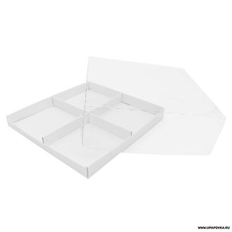 Коробка для муссовых пирожных Белый с пластиковой крышкой (17 х 17 х 6 см)