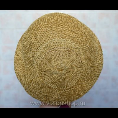 Вязаный летний головной убор Vizio италия 4813 песочный берет