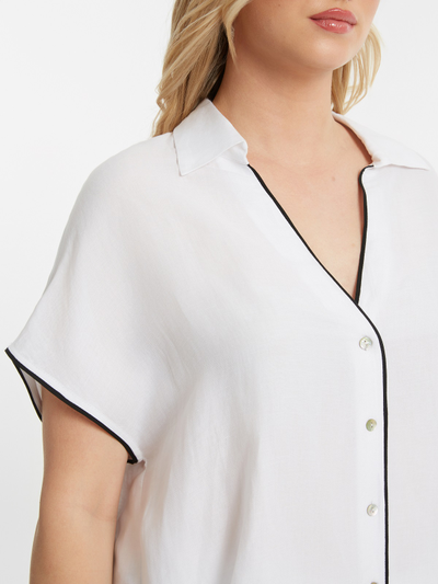 Женская летняя рубашка с контрастном кантом