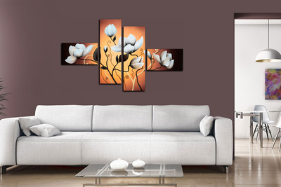 Модульная картина "Белый цветок"