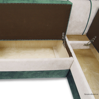 Кухонный Угловой диван "Форум-8" Зеленый/Слоновая кость Правый