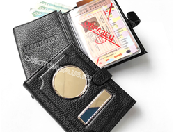 Портмоне LUXURY из кожи флотер в комплекте с линзами