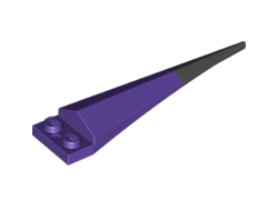 Plate, Modified 1 x 2 with Angular Extension with Molded Flexible Black Tip Pattern, Dark Purple (61406pb05 / 6186955)