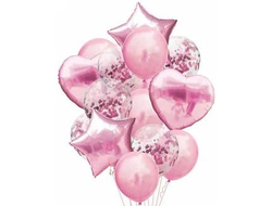 Сет 14 воздушных шаров надутых гелием