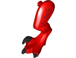 Dinosaur Leg Large Rear Raptor Left with Pin with Black Claws and Dark Red Scales Pattern, Red (98071pb10 / 6288050)