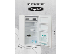 Холодильник Бирюса 90 белый, 85х45х47,2см, однокамерный, класс А+, климат класс N, холод камера 93л с НТО, капельный, полки - металл, 42дБ