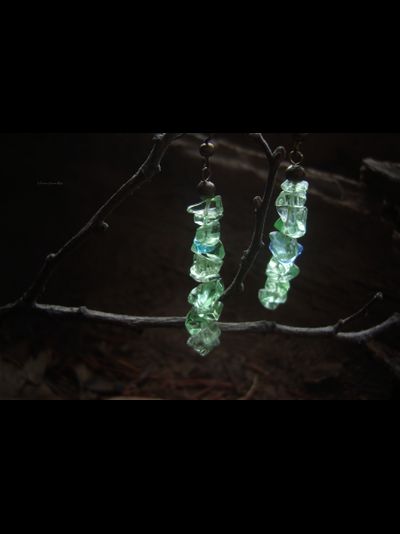 Летние серьги-хрусталики "Брызги лесного озера"