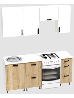 Кухня эконом 1,5 метра (600х500х400) Цвет: Белый/Дуб Вотан