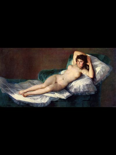 Купить греющую картину с фото репродукции Гойя Маха обнаженная