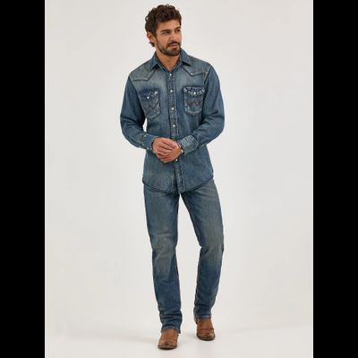 Рубашка Wrangler® Western Denim Snap Work Shirt