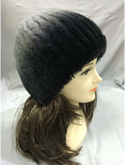 Женская шапка Снопик Лилия натуральный мех кролик, зимняя, темно серая арт. цх-0014