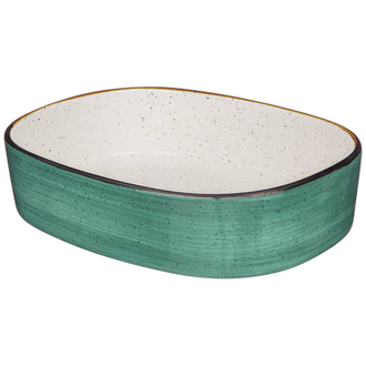 БЛЮДО ДЛЯ ЗАПЕКАНИЯ В ПЛЕТЕНОЙ КОРЗИНЕ "ПРИРОДА" 33*25*9 СМ 3000 МЛ МЯТНОЕ