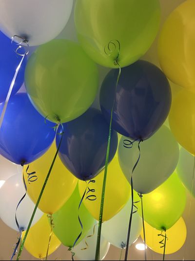 Шары голубой, синий, жёлтый, зелёный 20 штук под потолок