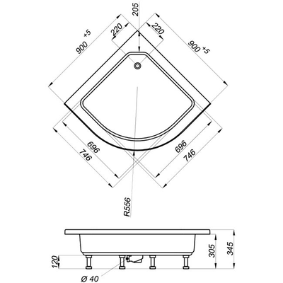 Душевой уголок Triton 90х90 В полосы