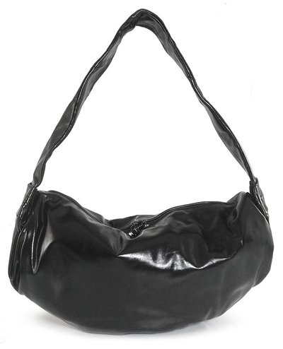 (АРТИКУЛ: 9702/1/5) СУМКА-МЕШОК ЖЕНСКАЯ, БОЛЬШАЯ, НАТУРАЛЬНАЯ КОЖА С ГЛЯНЦЕМ, ЧЕРНАЯ, ЧЕРЕЗ ПЛЕЧО