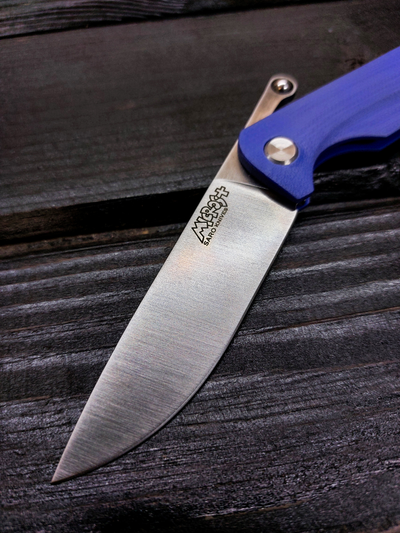 Фрикционный складной нож Микрос+ сталь AUS10, рукоять G10, цвет синий