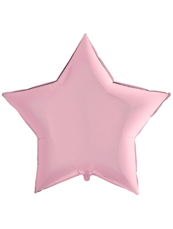 Звезда Пастель Розовый 36"/90 см с надписью и гирляндой