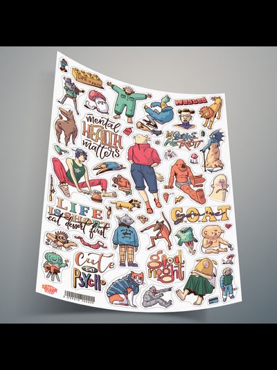 Набор стикеров наклеек необычные ЧЕЛОВЕЧКИ, 4 шт.