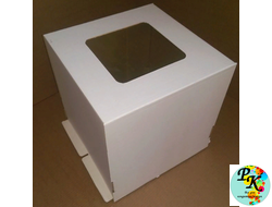 УПАКОВКА ДЛЯ ТОРТА УСИЛЕННАЯ ГОФРОКАРТОН С ОКНОМ 320*320*350 ММ