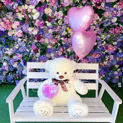 Подарочный набор №2 - Плюшевый мишка 120 см, Шары сердца 2, Киндер бокс средний