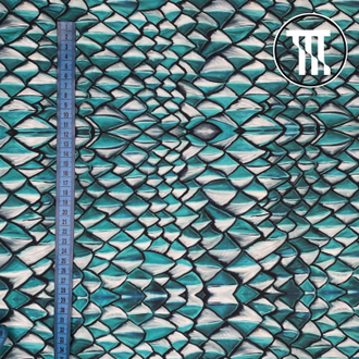 Бифлекс матовый принт Дракон, цв. Мятно-бирюзовый