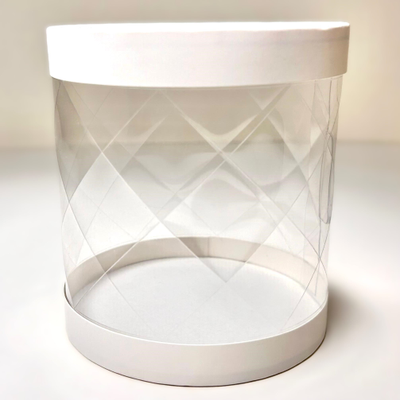 Коробка-тубус под бенто-торт (белая, узор), Д120*120мм