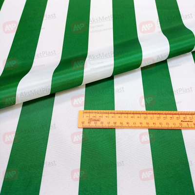 Тентовая ткань водонепроницаемая, полоса-зеленая-белая, VIKA, h=1,5 м, L=100 м полиэстер (Ткань Оксфорд)