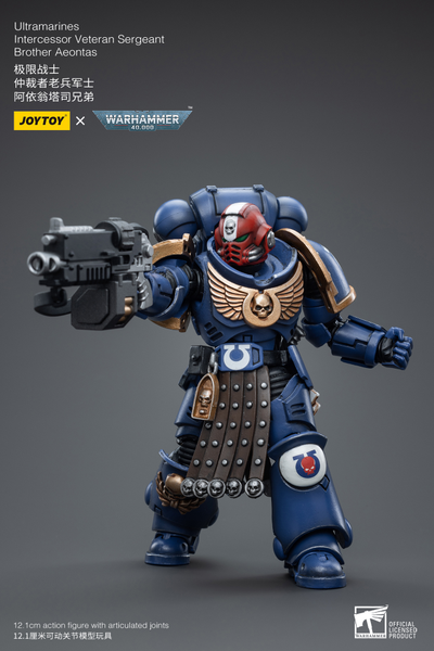 Интерцессор-ветеран Ультрамаринов (Warhammer 40k) - КОЛЛЕКЦИОННАЯ ФИГУРКА 1/18 Ultramarines Intercessor Veteran Sergeant Brother Aeontas (JT4386) - JOYTOY