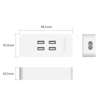 Зарядное устройство 4xUSB, кабель 2 pin, Orico, белый, DCV-4U-WH