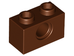 Technic, Brick 1 x 2 with Hole, Reddish Brown (3700 / 4211252)