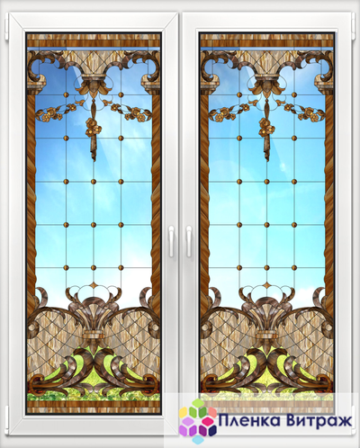 Витражная пленка, витражная пленка самоклеющаяся под заказ,пленочный витраж с классическим рисунком