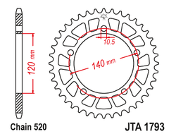 Звезда ведомая алюминиевая JT JTA1793.44 (JTA1793-44) (A1793-44) для Suzuki Road