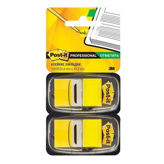 Закладки клейкие POST-IT Professional, пластиковые, 25 мм, 100 шт., желтые, 680-YW2