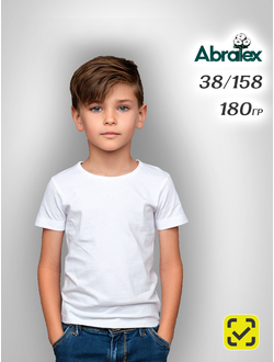 ABRATEX  детская 38/158 Футболка  БЕЛЫЙ ХБ 100% ПРЕМИУМ 180 гр., Пенье