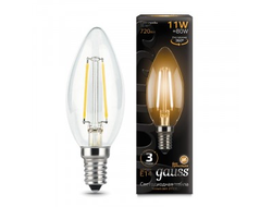 Gauss Filament Свеча E14 11W 720lm 2700К 2K прозр. филамент (нитевидная) 103801111