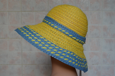 Женская широкополая шляпа Vizio Италия 5710 FF3 желтая с синим