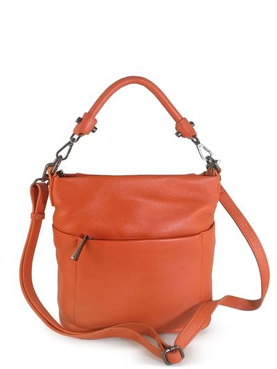 (АРТИКУЛ: 10053/2) СУМКА ЖЕНСКАЯ НЕБОЛЬШАЯ, НАТУРАЛЬНАЯ КОЖА, ОРАНЖЕВАЯ, С РУЧКОЙ И ПЛЕЧЕВЫМ РЕМНЕМ