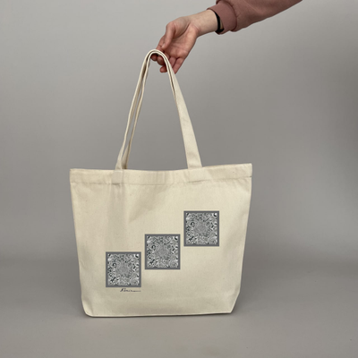 Эко-сумка - шоппер из светлой саржи, принт "Магия"