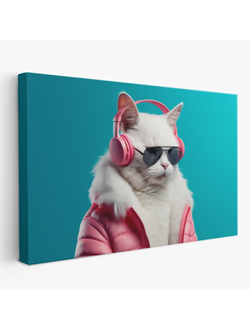 Печатная картина на деревянном подрамнике, Серия Стильные кошечки Арт.1-205