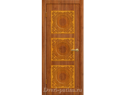 Дверь РИМ в цвете "орех золото" с золотой патиной