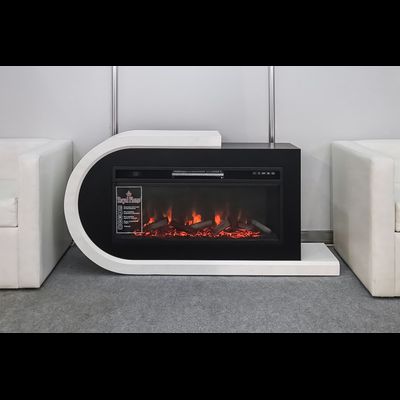 Линейный электрокамин Basel L белый с черным с очагом Vision 42 LOG LED