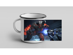 Кружка металлическая эмалированная Doom/ Дум №3