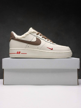 Nike Air Force 1 Low Beige/Brown с мехом