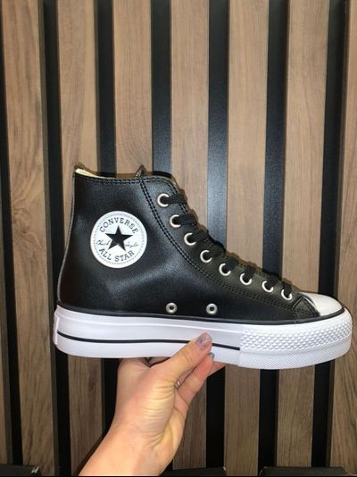 Кеды Converse All Star Lift кожаные черные на платформе