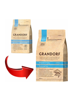Grandorf (Грандорф) сухой корм для взрослых кошек Белая рыба с рисом, 400 г