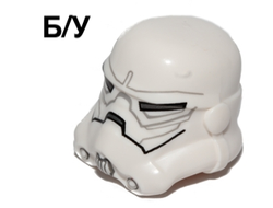 ! Б/У - Minifigure, Headgear Helmet SW Stormtrooper, 2 Chin Holes, Dark Bluish Gray and Light Bluish Gray Pattern Jek-14, White (30408pb07 / 6078571) - Б/У