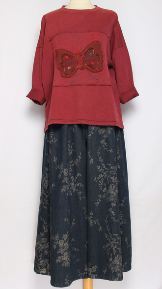 Джемпер ХЛОПОК "Бабочка винтаж" малахит, малина до р.52